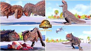 Demon Carnotaurus All Perfect Animations & Interactions  Jurassic World Evolution 2 - Dominion 2022