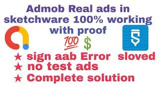 Admob banner & interstitial ads in sketchware ! real ads & sign aab error solved with proof ||Hindi