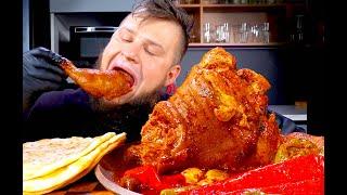 SPICY KNUCKLE, CHEESE BREAD, CHICKEN LEGS, ASMR MUKBANG, АСМР МУКБАНГ, 먹방, 大食い, たべる, 谢尔盖