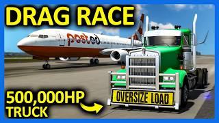 500,000 Horsepower Truck vs Airplane Drag Race in American Truck Simulator!!