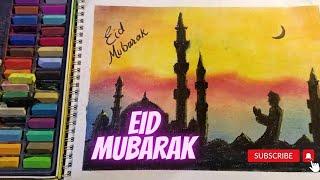 Eid Mubarak, soft pastel art by Nasir