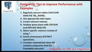 Tuning Tips to Maximize Postgres Performance with examples, apply these PostgreSQL performance tips