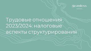 Трудовые отношения 2023/2024: налоговые аспекты структурирования