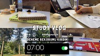 Saat 7 de kalkıp kütüphaneye gitmek! Deneme rekorumu kırdım  #Studyvlog