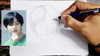 BTS V Kim Taehyung pencil drawing // BTS outline drawing // Kim Taehyung drawing