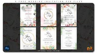 6 Free PSD Templates - Wedding Invitations | Editable PSD Template | Free Download | Pik Templates