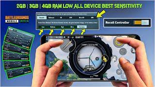 BGMI 2GB|3GB|4GB RAM LOW ALL DEVICE BEST SENSITIVITY | NO RECOIL BGMI LOW DEVICE BEST SENSITIVITY