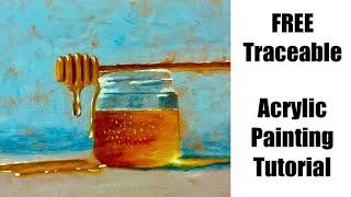 Kitchen art | FREE traceable | acrylic painting tutorial | step by step instructions