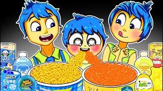 Joy Family - Inside Out 2 Convenience Store Blue Yellow Food Mukbang Animation | ASMR