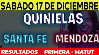 Quinielas Primera y matutina de Santa Fé y Mendoza, Sábado 17 de Diciembre