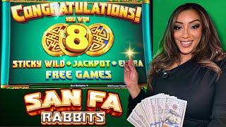 I Won A TRIPLE FEATURE On The CUTEST Slot In the Casino → San Fa Rabbits!