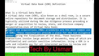 Virtual Data Room VDR Definition || Tech By Usman