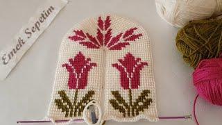 LALE MODEL TUNUS İŞİ PATİK YAPILIŞI / TUNUS PATİK MODELLERİ / #tunusişipatik #easyknitting#crochet