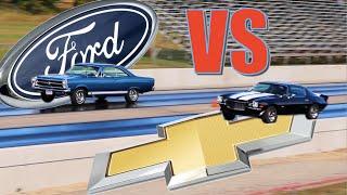 1966 Ford Fairlane GT drag racing 1970 Chevrolet Camaro SS PURE STOCK DRAG RACE - no commentary