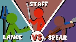 Supreme Duelist Stickman Animation: Lance vs Staff vs Spear!