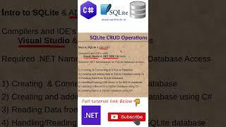 Intro to SQLite database Programming using C# on .NET #sqlite  #csharp #dotnet