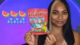 ASMR Eating And Chewing Haribo Watermelon Gummies Satisfying Sounds