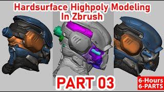 Hardsurface helmet Highpoly modeling in Zbrush Part_03