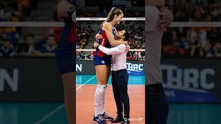 Tallest Woman Volleyball Player & Short reporter in love!  #volleyball #sports #tallgirlfriend