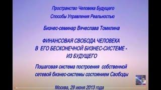 29.06. 2013. Финансовая свобода Человека в его бесконечной бизнес - системе из будущего.Томилин В.А.