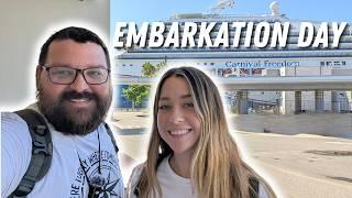 Carnival Freedom Embarkation Day! Cruise Day, Boarding, Food and Entertainment, Welcome Aboard Show!