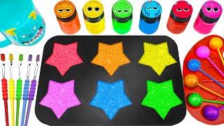 Satisfying Video DIY How To Make Rainbow Sprunki Slime & Sugar Lollipop STARS Colorful Glitter ASMR