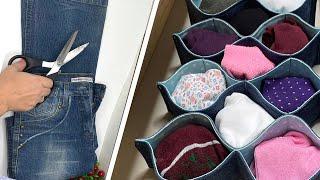 How to sew fabric clothes drawer organizer box //  Fabric storage basket with 11 cells