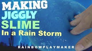 HOW TO MAKE JIGGLY WATER SLIME IN A RAIN STORM! ODDLY SATISFYING SLIME ASMR!