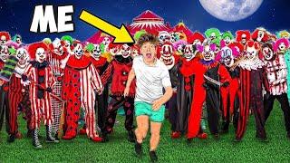 100 CLOWNS HUNT ME IN HIDE AND SEEK!!