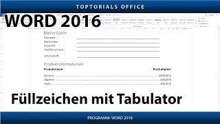 Füllzeichen mit Tabulator setzen (Microsoft Word 2016)