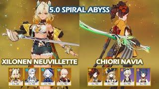 Xilonen Neuvillette & Chiori Navia 5.0 5.1 Spiral Abyss Floor 12 Genshin Impact