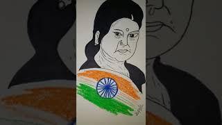 Sushma swaraj ji / portrait / black and white / sketch / dipali art gallery