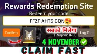 FREE FIRE REDEEM CODE TODAY 4 NOVEMBER REDEEM CODE FREE FIRE | FF REDEEM CODE TODAY 4 NOVEMBER