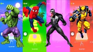 Hulk  Spiderman  Venom  Wolverine | Marvel Heroes | Tiles Hop Fun Ball