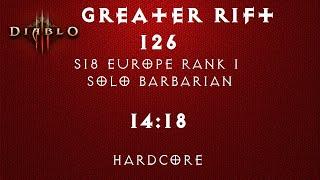 [Diablo 3] S18 EU Hardcore Rank 1 GR 126 Solo Barbarian 14:18