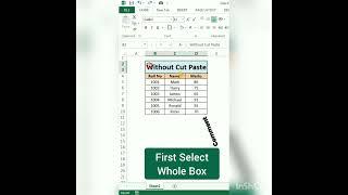 Move Box Without Cut and Paste In Excel | Short