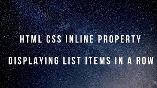 HTML | CSS | Display list items in a single row