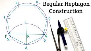 How to Construct a Heptagon | Construction of a Regular Heptagon | Regular Heptagon Construction