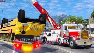 Tow Truck Rescuing School Bus in Trouble in GTA 5 RP!