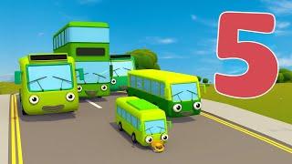 Learn To Count With Nursery Rhymes | Gecko's Garage | 5 Green Buses | Baby Bus Songs For Kids