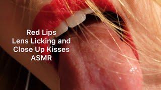 Red Lipstick Lens Licking, Spit Painting and Close Up Kisses ASMR