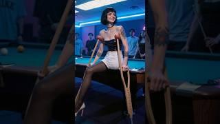 One-legged woman#amputeewoman #shd #Black stockings