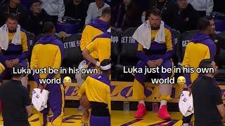 Luka Doncic was sitting alone zoned out during the Lakers timeout huddle 