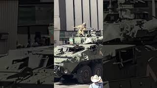 **WAVES** Canadian Military With Multiple Armoured Vehicles Driving Through The Parade | CAF