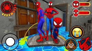 Playing Spiderman Family - Love SpiderMan and SpiderGirlfriend Flood in Granny House