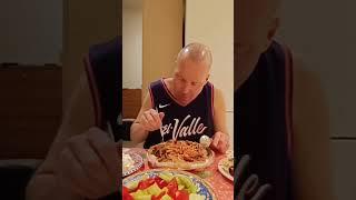 Silent Eating ASMR | No Talking Pasta with Mushrooms, Salad & Fruit Dinner After Work #Eating #ASMR