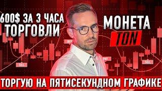 $600 за 3 Часа Торговли! Прямая Работа на 5-Секундном Графике | Разбор TON