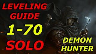 LEVELING GUIDE / SOLO DEMON HUNTER! Lv 1 - 70 EASY! SKILLS, PASSIVES, BLOOD SHARDS, RARE UPGRADE, D3