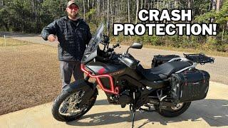 Installing Honda Transalp Upper Fairing Crash Bars!