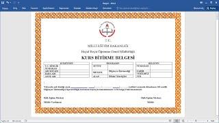 Word Programında Sertifika Hazırlama - HologramTv